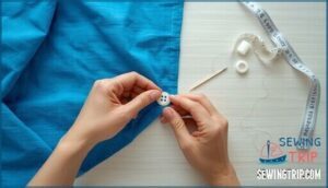 preparing fabric and button placement