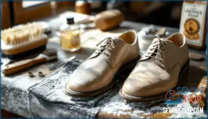 preparing leather shoes for bleaching