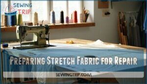 preparing stretch fabric for repair