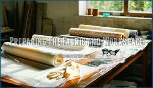 preparing the fabric and workspace