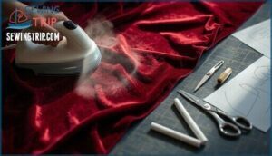 preparing velvet before sewing