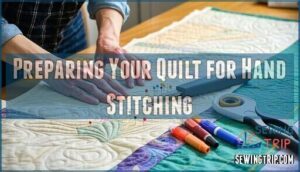 preparing your quilt for hand stitching