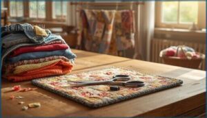 rag quilt and spring-loaded scissors