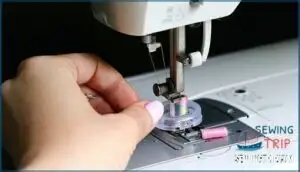 removing the empty bobbin removing the empty bobbin