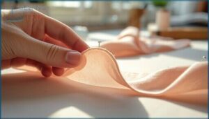 rolling and securing the fabric edge