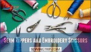 seam rippers and embroidery scissors