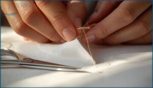 securing and trimming threads for a clean finish securing and trimming threads for a clean finish