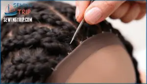 sewing along braid lines and edges