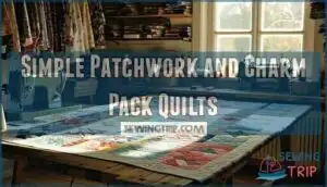 simple patchwork and charm pack quilts