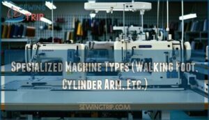 specialized machine types (walking foot, cylinder arm, etc.)