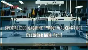 specialized machine types (walking foot, cylinder arm, etc.)