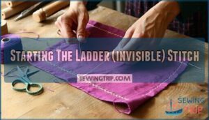 starting the ladder (invisible) stitch