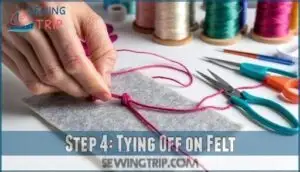 step 4: tying off on felt step 4: tying off on felt