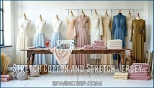 stretch cotton and stretch jersey