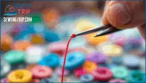 threading the needle and securing thread