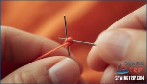 threading the needle and tying a secure knot