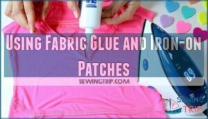 using fabric glue and iron-on patches