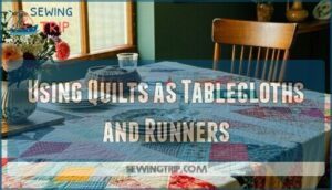 using quilts as tablecloths and runners