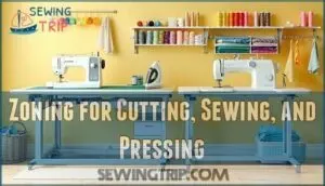 zoning for cutting, sewing, and pressing