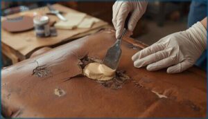 applying leather filler paste for larger peeling applying leather filler paste for larger peeling