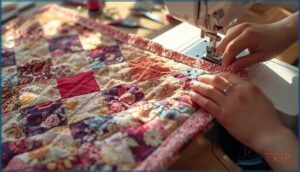 attaching binding to the quilt front