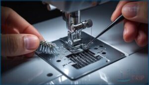 cleaning the needle area and presser foot