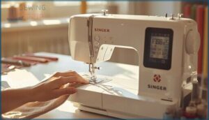 convenient features: needle threader and buttonhole convenient features: needle threader and buttonhole