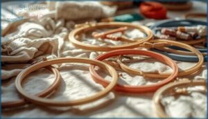 embroidery hoops (sizes and materials)