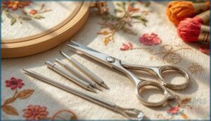 embroidery needles and scissors