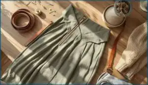 envelope wrap skirts with zipper accents