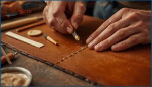 finishing and protecting leather stitches