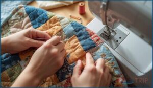 finishing quilt binding by hand or machine