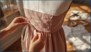 fitting and adjusting the dress during construction