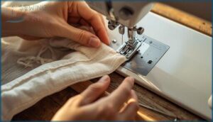 folding and stitching raw edges folding and stitching raw edges