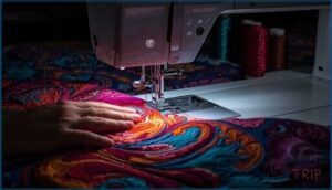 free-motion quilting and drop feed
