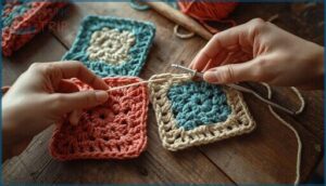 how to crochet granny squares together