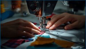 practicing speed adjustments on scrap fabric