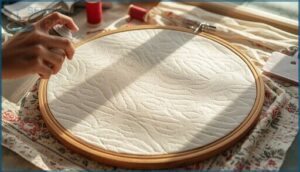 preparing and hooping the quilt sandwich