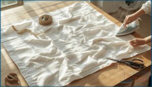 preparing curtains for no-sew hemming