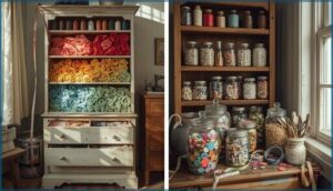 repurposing dressers, hutches, and vintage jars