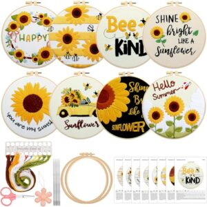 Riceshoot 8 Set Sunflower Embroidery B0CGTLV276