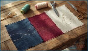 running stitch, backstitch, and split stitch