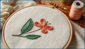 satin stitch and long & short stitch