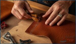 securing and handling leather while sewing