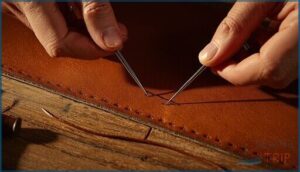 setting up two-needle saddle stitch