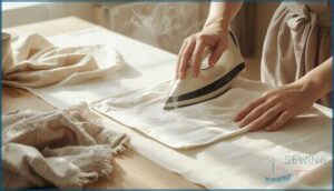 using a press cloth and iron