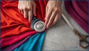 using rotary cutters and sharp scissors using rotary cutters and sharp scissors