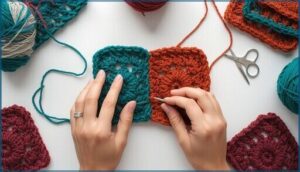 using the invisible seam (mattress stitch)