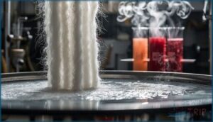 cleaning, spinning, and dyeing processes