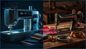 comparing automatic and manual sewing machines